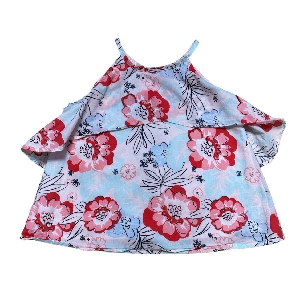 Janie & Jack Light Blue and Pink Floral Sleeveless Top US 3